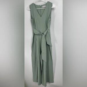Calvin Klein New Green Belted Puckered Jumpsuit Wide Leg size 2
